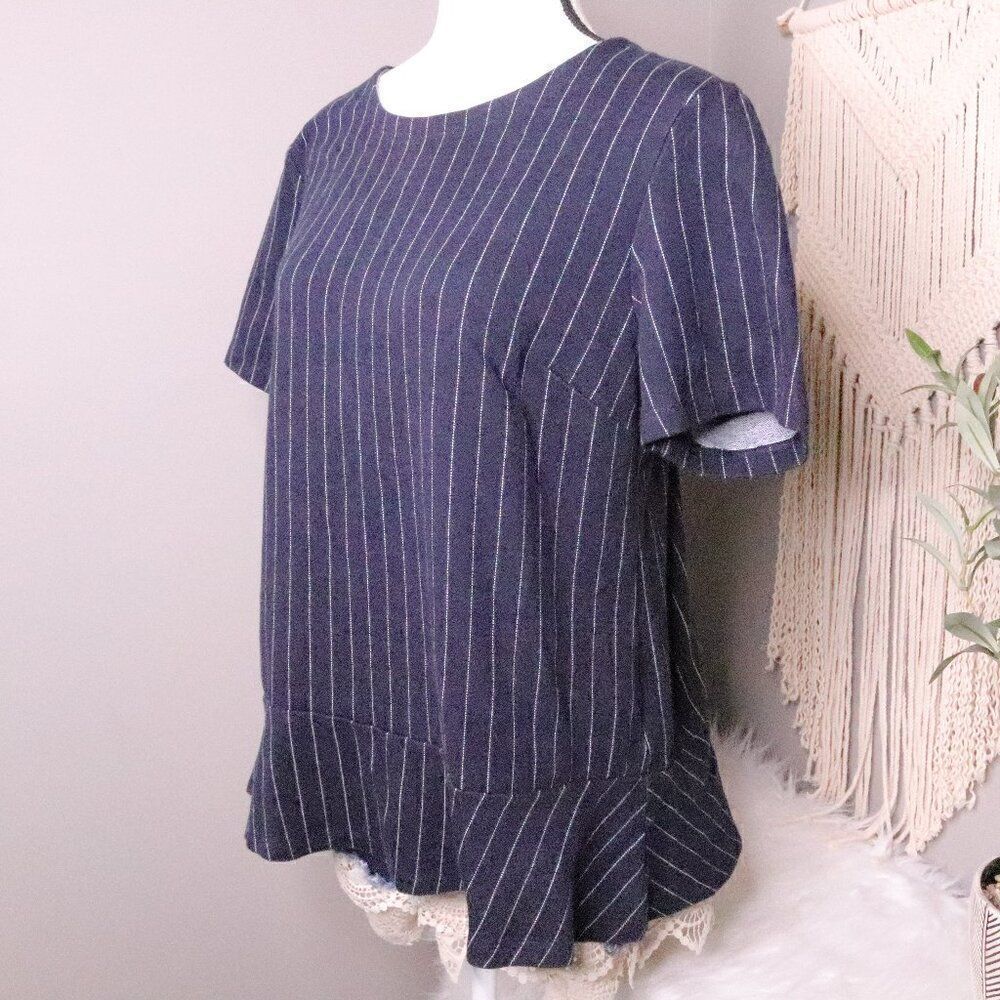 Banana Republic | Short Sleeve Striped Peplum Top Large